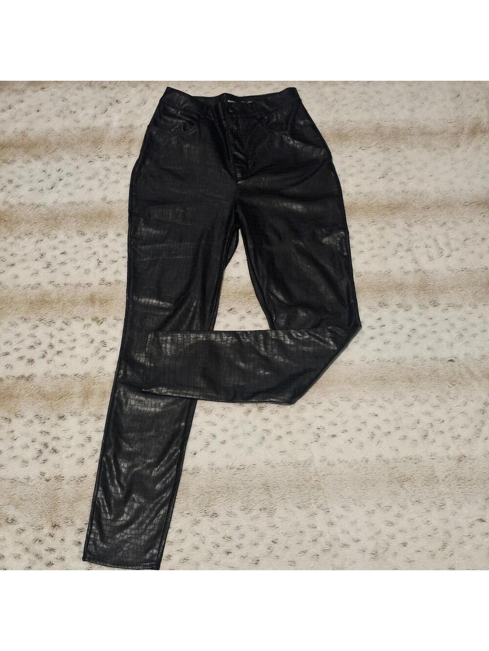 Missguided Black Snake Print Faux Leather Pants US 4